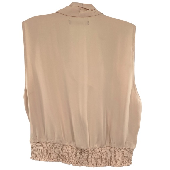 Deluc Wrap Front Tan Silky Sleeveless Blouse Top - Picture 6 of 8